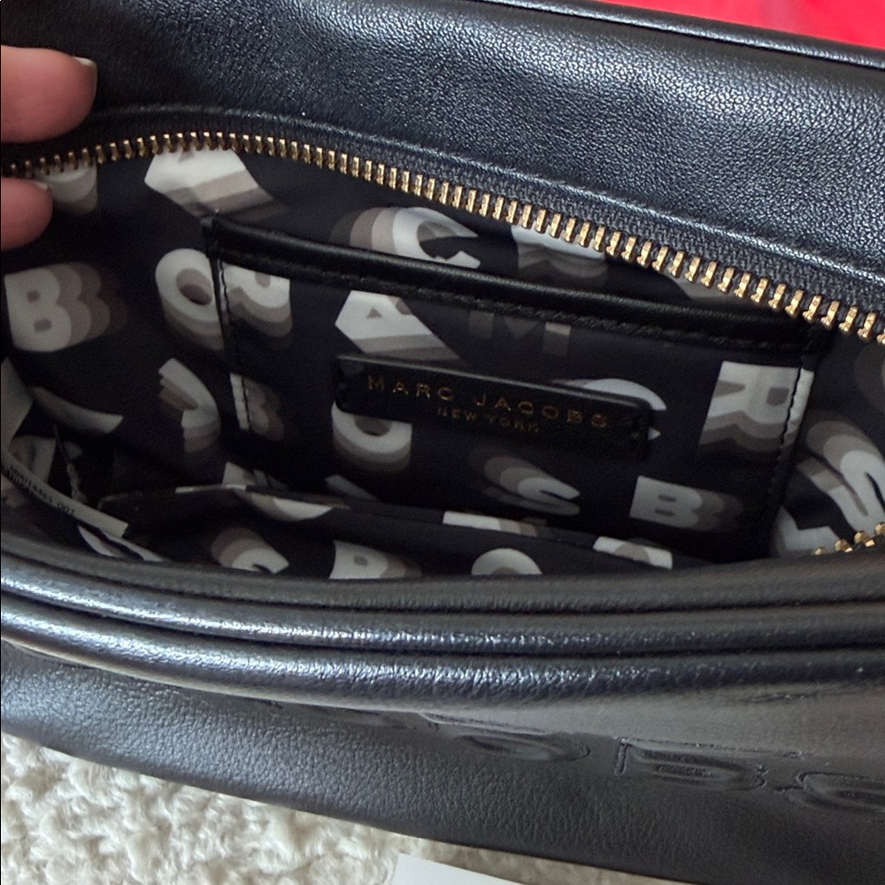 Marc Jacobs Black Leather Camera Bag with Neon Yellow Accent Strap - Picture 2 of 4